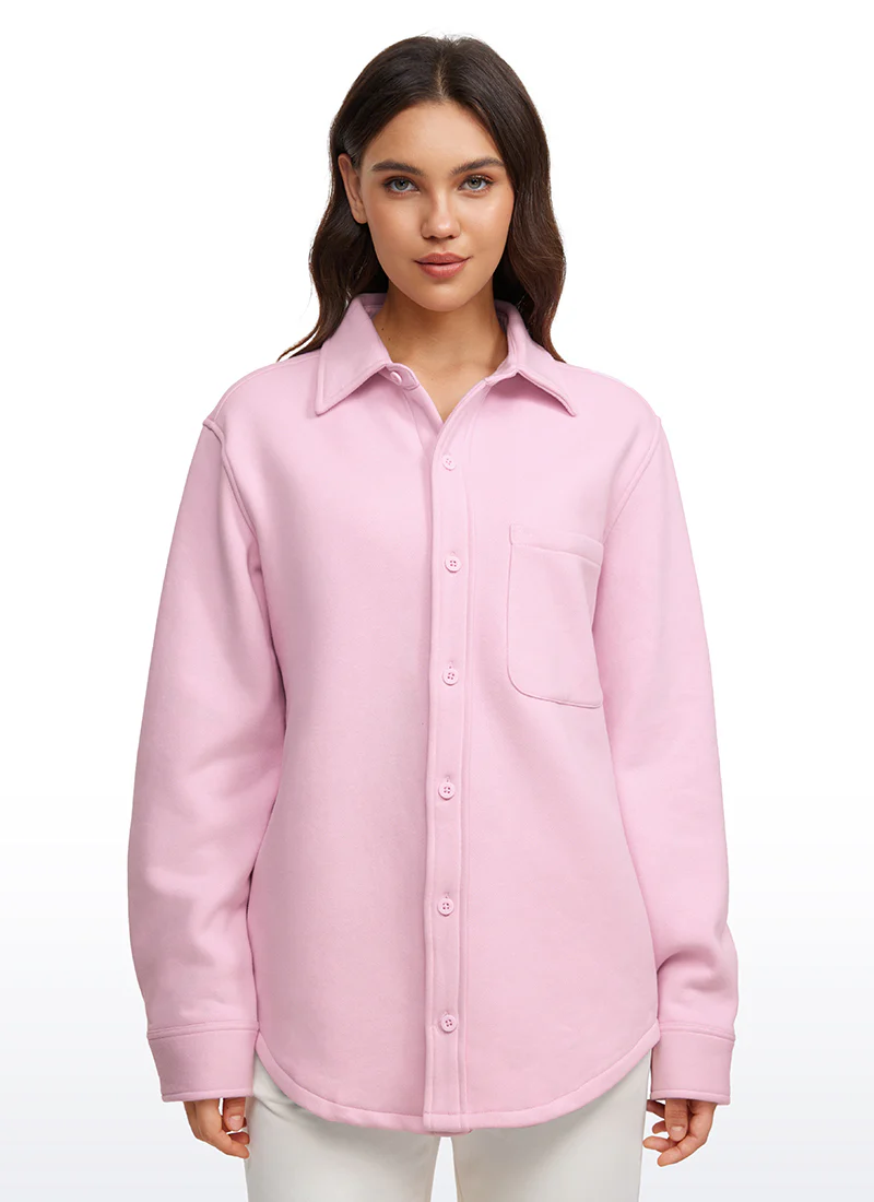 Fleece Lined Oversized Button Down Jacket - Image 32