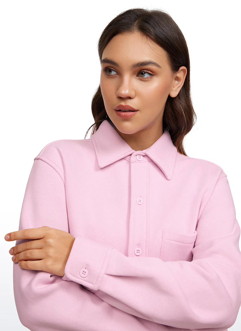 Fleece Lined Oversized Button Down Jacket - Image 34