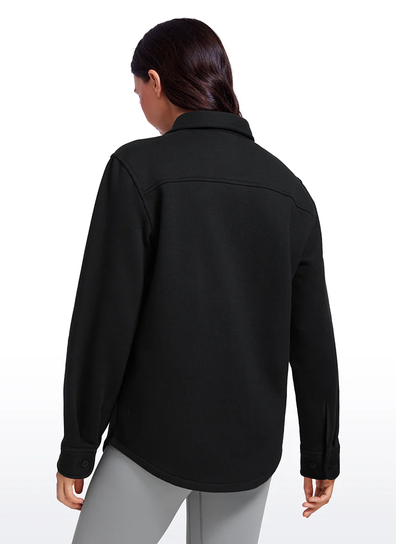 Fleece Lined Oversized Button Down Jacket - Image 4