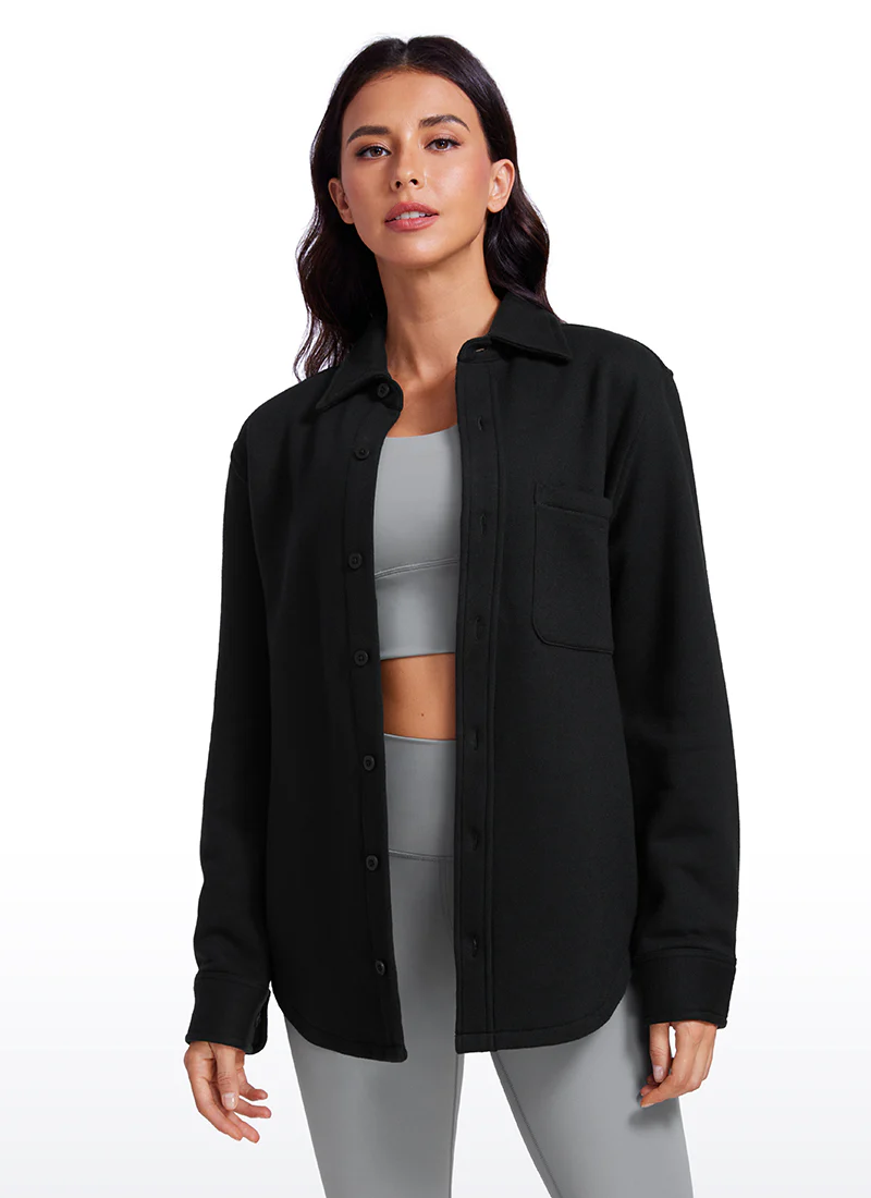 Fleece Lined Oversized Button Down Jacket - Image 5